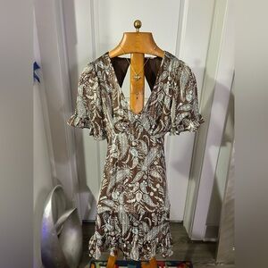 Lovers + Friends Brown Paisley Mini Dress, size medium
